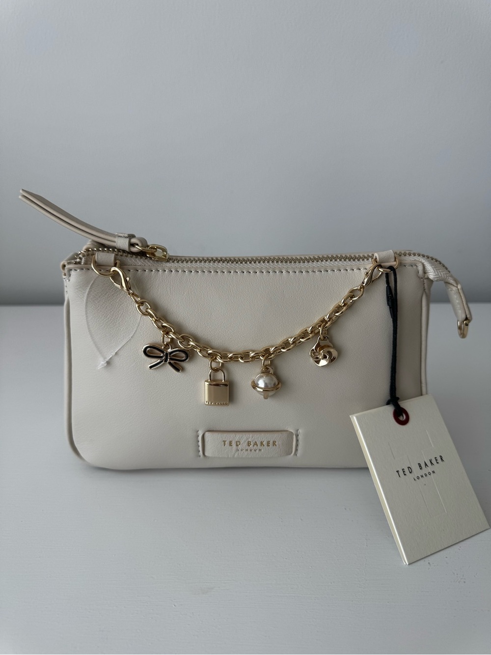 Ted Baker Elaine Leather Shoulder Bag Cream NWT